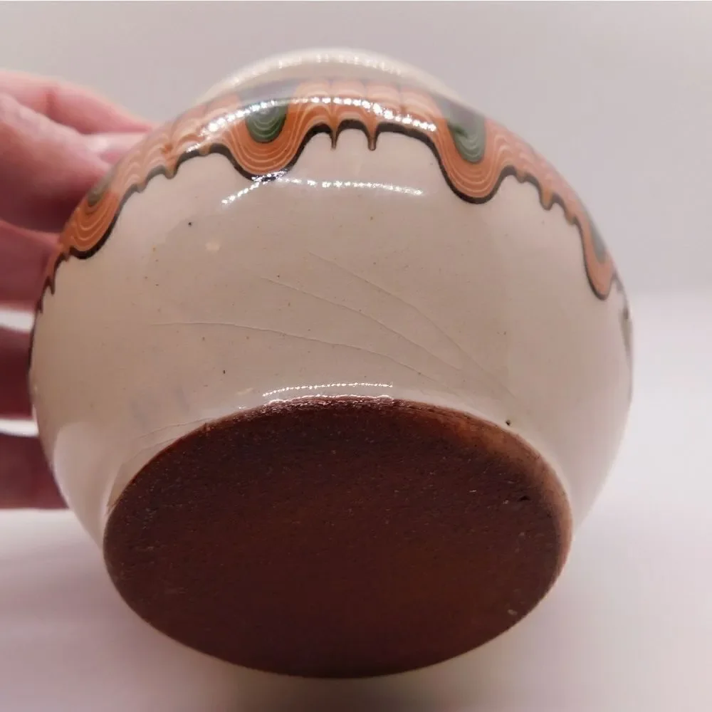 Peacock eye drip redware vase